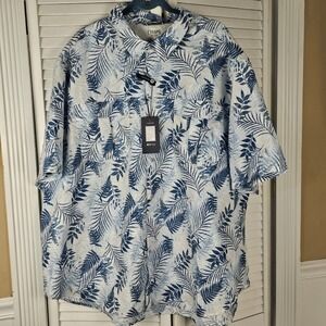 NWT Chaps Mens Blue‎ Hawaiian Moisture Wicking Shirt Sleeve Camp Shirt 4XB